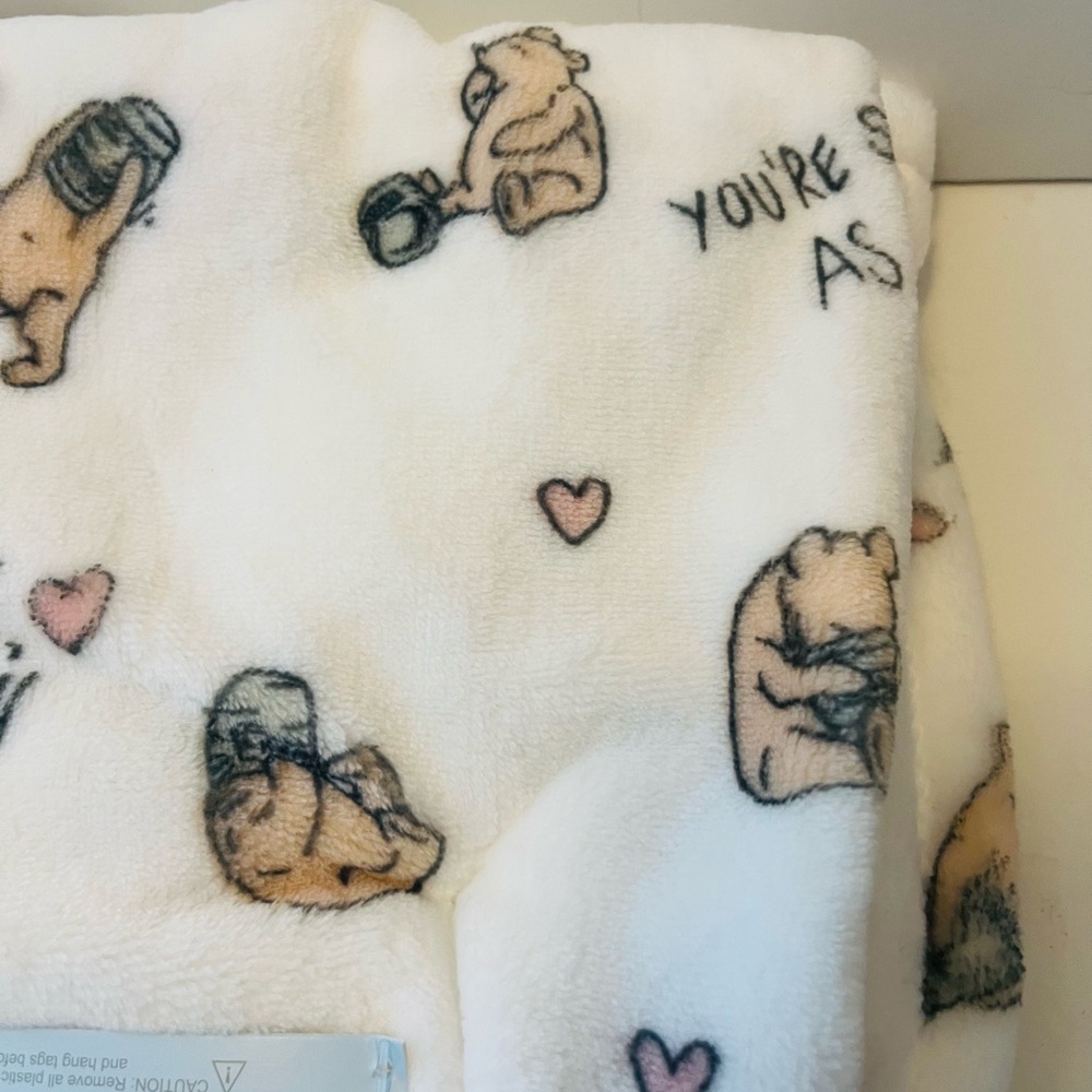 Winnie the Pooh Bear Collection Pooh Baby Blanket Love You're Sweet as Hunny - Picture 10 of 12